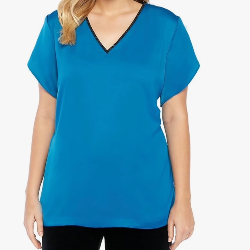 Limited Blue Blouse with Beading NWOT Medium